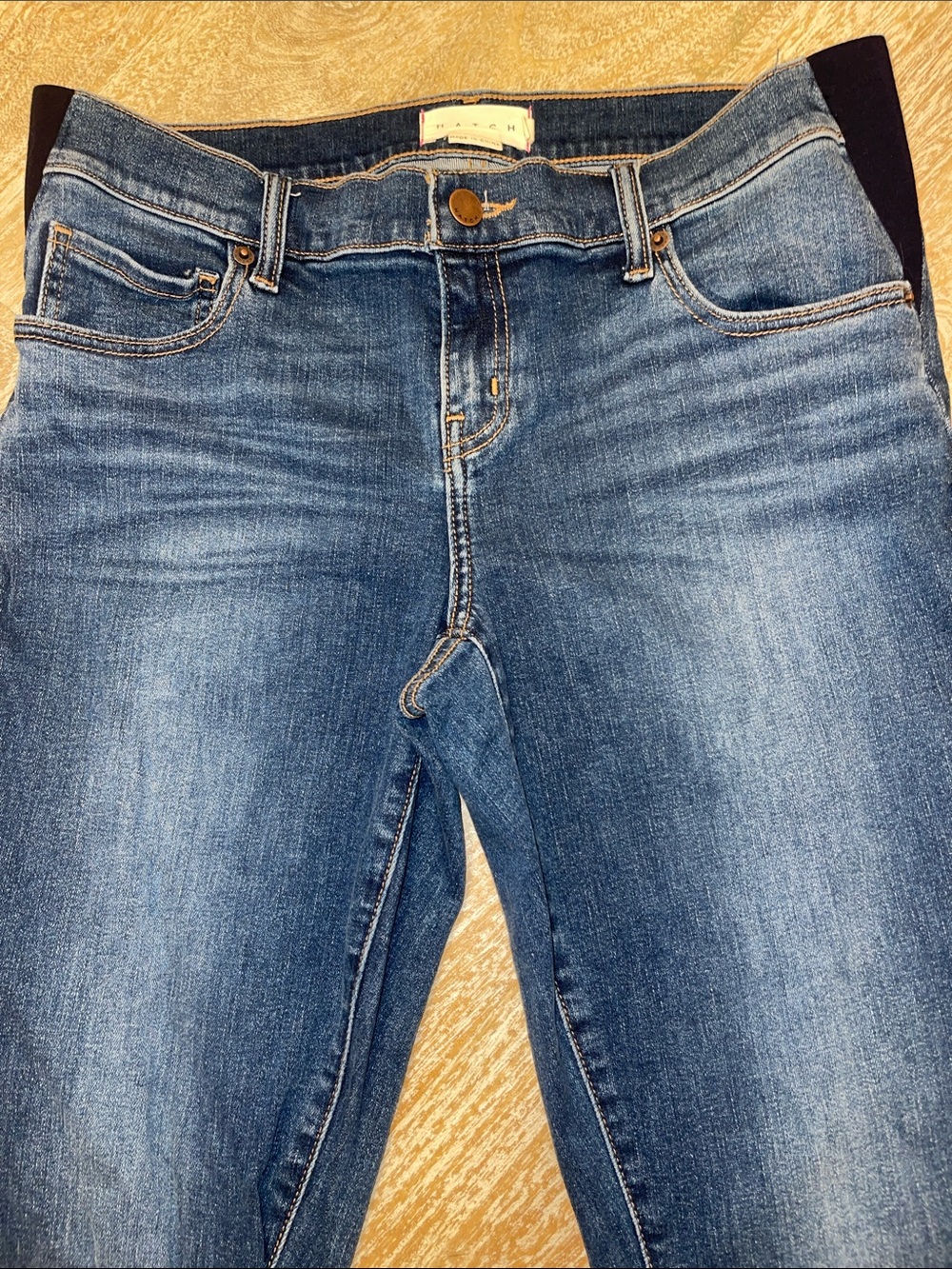 HATCH Maternity Slim Skinny Jeans Side Panels size 29 Blue Wash, Stretchy Waist